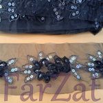 Aplicatie organza cod 71 - Negru cu argintiu