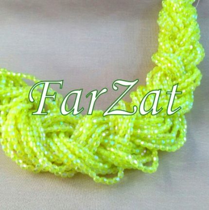 Margele galben fosforescent cu AB la sirag - 4 mm cod 16