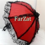 Umbrele din satin cu dantela - culoare rosie - cod 21