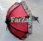 Umbrele din satin cu dantela - culoare rosie - cod 21 - imagine 3