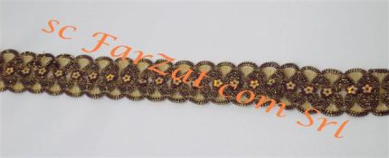 Aplicatie textila maro cu fir auriu cod 112