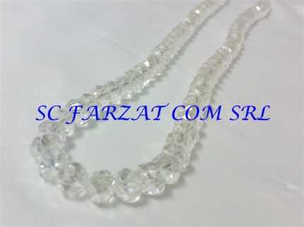 Margele cristal ovale albe transparente