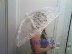 Umbrela alba din dantela cu volanase cod 19 - imagine 5