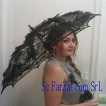 Umbrela mireasa din dantela cu volanase negre cod 19