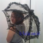 Umbrela mireasa din dantela cu volanase negre cod 19 - imagine 4