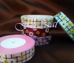 Banda saten cu flori 4 cm - 45 metri - imagine 2