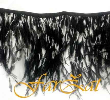 Banda din pene de strut alb cu negru