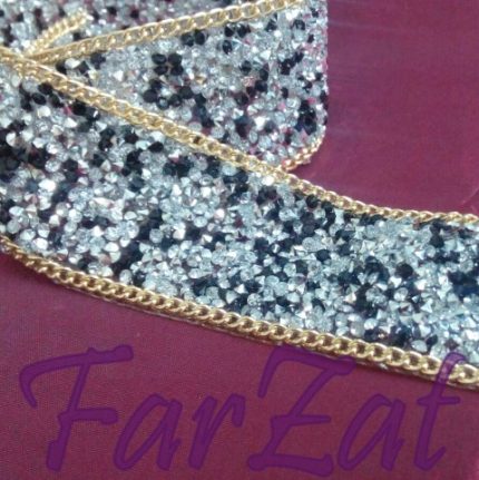 Aplicatie termoadeziva  cu strasuri si lant - 4 cm