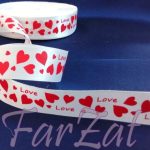 Panglica satinata cu inimioare - imagine 3