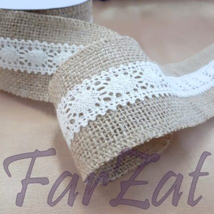 Rola banda iuta cu dantela - 6 cm