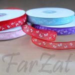 Panglica organza cu fluturi - 1 cm