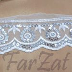 Aplicatie brodata cu paiete - alb - imagine 2