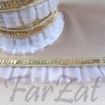 Terminatie din organza cu paiete  cod 15 - alb, ivoire - imagine 2