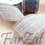 Banda iuta 6 cm - aplicatie dantela cod 1