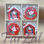 Set globulete din lemn  - Mos Craciun / Om de zapada