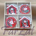 Set globulete din lemn  - Mos Craciun / Om de zapada - imagine 3