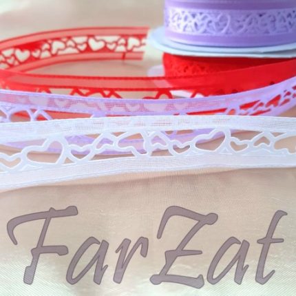 Panglica ornamentala cu inimioare - 2 cm