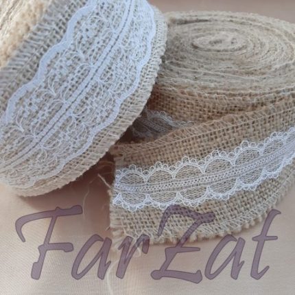 Banda iuta cu dantela 6 cm - Cod 16