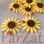 Flori fetru autoadezive - floarea soarelui cu gargarita