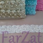 Aplicatie textila cu flori si perle cod 113 - 4,5 cm