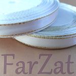 Banda satin brodata cu fir auriu de 1 cm - imagine 3