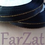 Banda satin brodata cu fir auriu de 1 cm - imagine 2