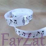 Panglica saten 2,5 cm - Note muzicale - imagine 2