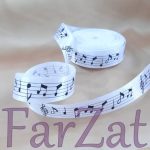 Panglica saten 2,5 cm - Note muzicale