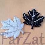 Aplicatie cu strasuri si margele - Model frunza cod 67