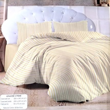 Lenjerii de pat 100% bumbac cod 1 - Alb cu galben