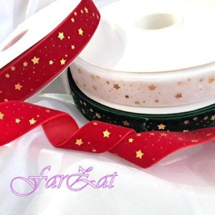 Panaglica catifea cu stelute - 2,5 cm