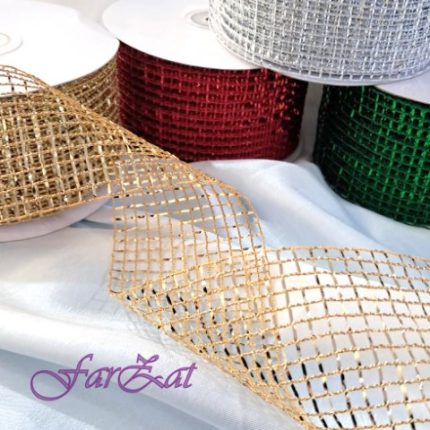 Panglica plasa ornamentala fir lame - 6,5 cm