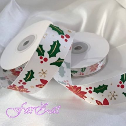 Pnaglica satinata motive Craciun - 1,5 cm, 2,5 cm